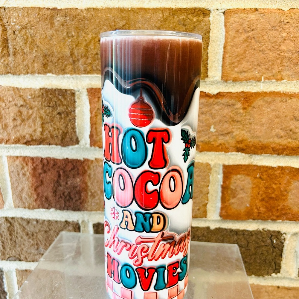 Festive Hot Cocoa and Christmas Movies Tumbler